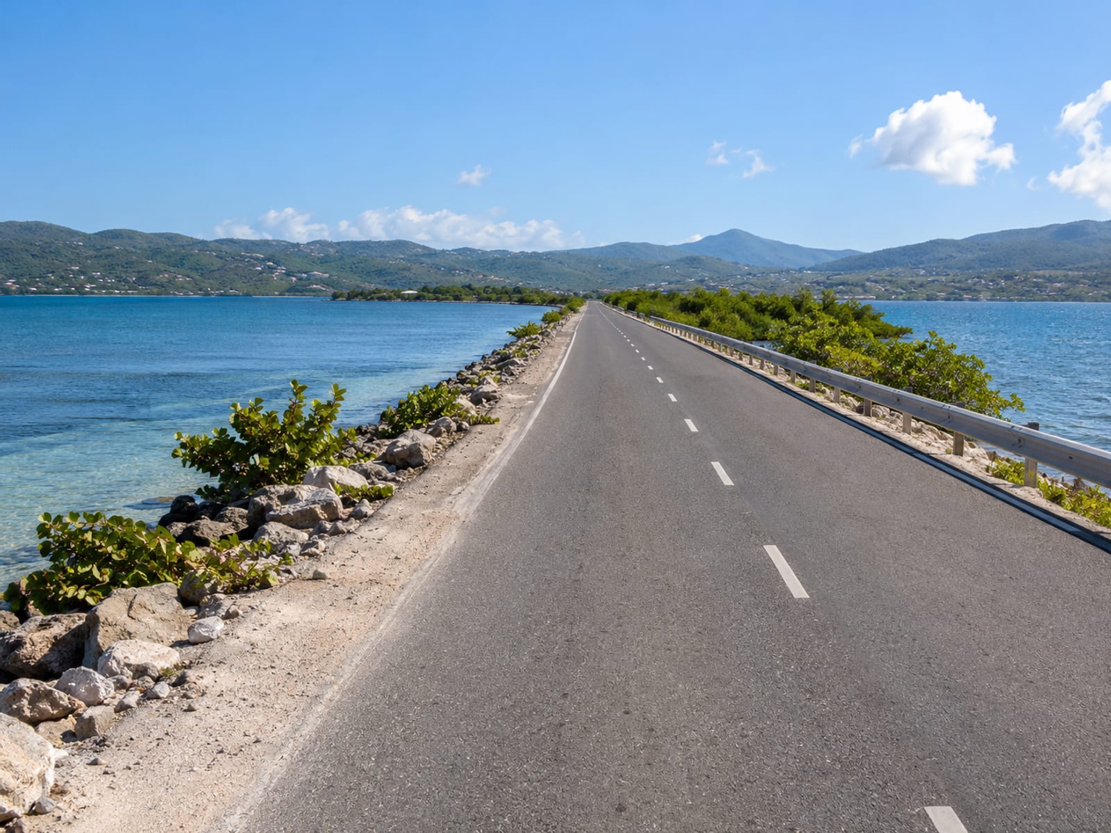 A road beside the sea on a narrow coastal strip